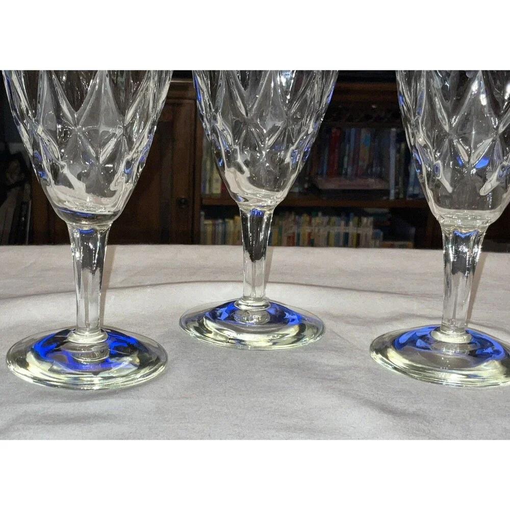 Anchor Hocking Glass CROWN POINT Diamond Champagne Footed Tumbler Goblet 1970’s
